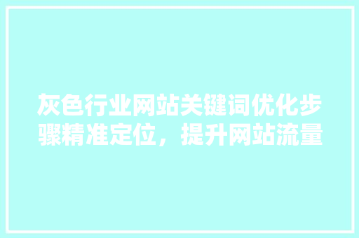 灰色行业网站关键词优化步骤精准定位，提升网站流量与转化率