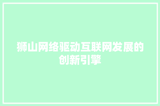 狮山网络驱动互联网发展的创新引擎