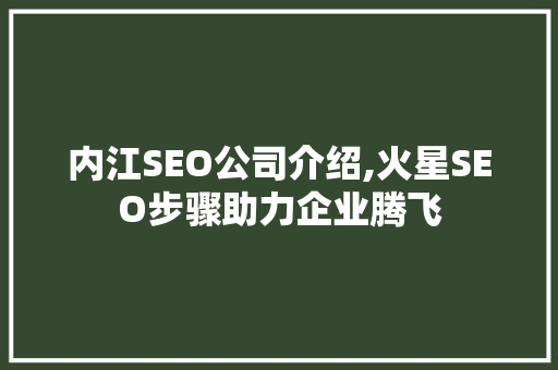 内江SEO公司介绍,火星SEO步骤助力企业腾飞