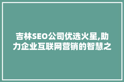 吉林SEO公司优选火星,助力企业互联网营销的智慧之选