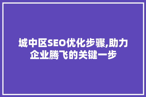 城中区SEO优化步骤,助力企业腾飞的关键一步 网站优化