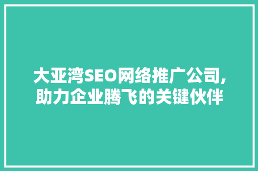 大亚湾SEO网络推广公司,助力企业腾飞的关键伙伴
