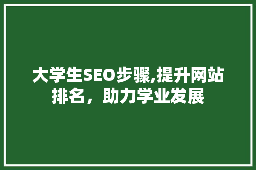大学生SEO步骤,提升网站排名，助力学业发展