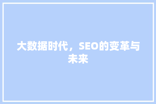 大数据时代，SEO的变革与未来 360搜优化