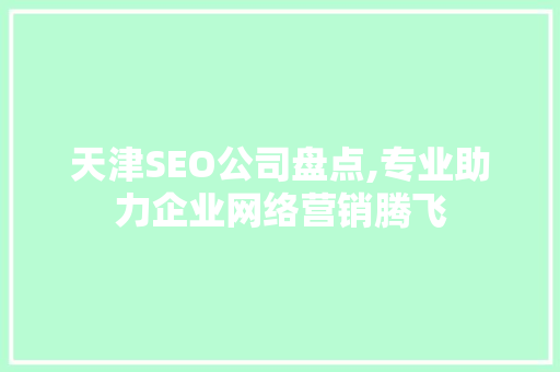 天津SEO公司盘点,专业助力企业网络营销腾飞