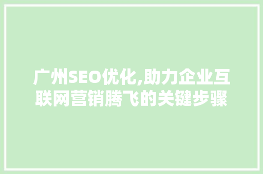 广州SEO优化,助力企业互联网营销腾飞的关键步骤