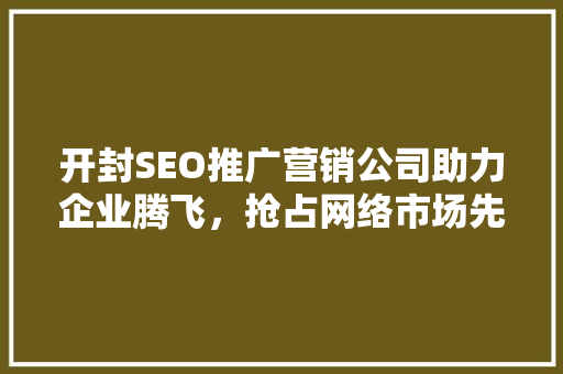 开封SEO推广营销公司助力企业腾飞，抢占网络市场先机 网站开发