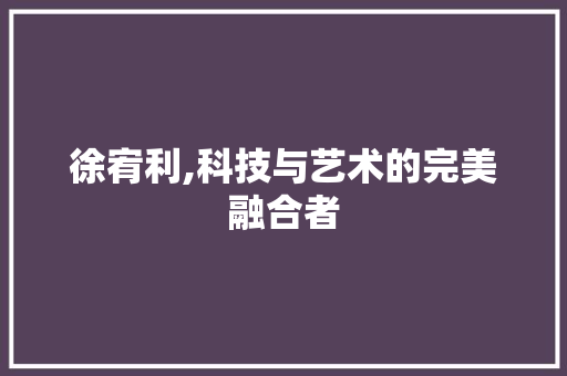 徐宥利,科技与艺术的完美融合者