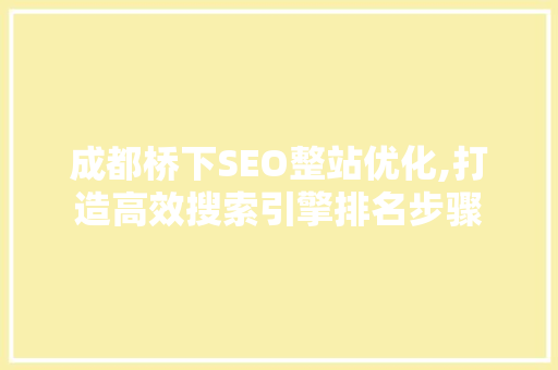 成都桥下SEO整站优化,打造高效搜索引擎排名步骤