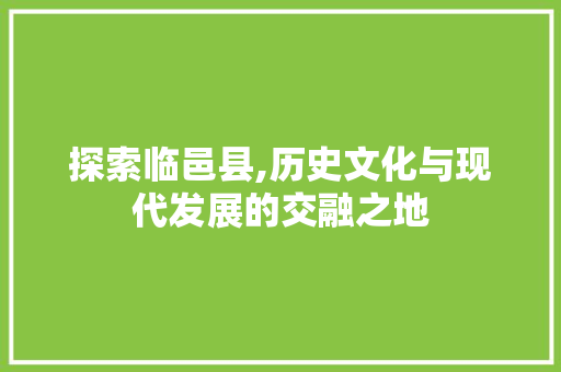 探索临邑县,历史文化与现代发展的交融之地