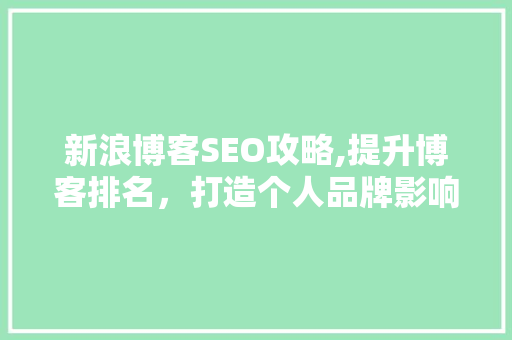 新浪博客SEO攻略,提升博客排名，打造个人品牌影响力