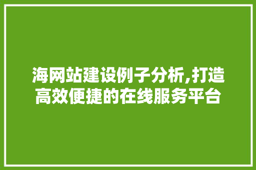 海网站建设例子分析,打造高效便捷的在线服务平台 海网站建设例子分析,打造高效便捷的在线服务平台 360搜优化