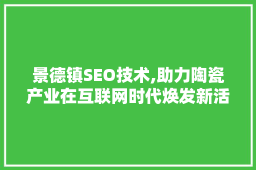 景德镇SEO技术,助力陶瓷产业在互联网时代焕发新活力