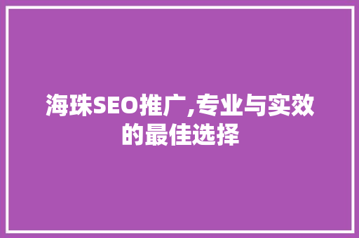 海珠SEO推广,专业与实效的最佳选择