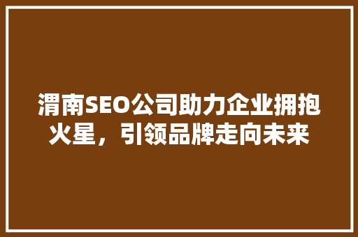 渭南SEO公司助力企业拥抱火星，引领品牌走向未来