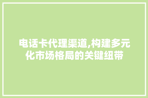 电话卡代理渠道,构建多元化市场格局的关键纽带 电话卡代理渠道,构建多元化市场格局的关键纽带 网站优化