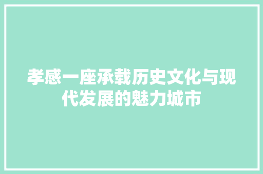 孝感一座承载历史文化与现代发展的魅力城市