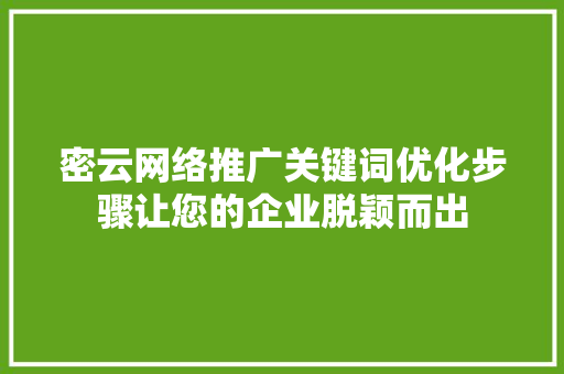 密云网络推广关键词优化步骤让您的企业脱颖而出