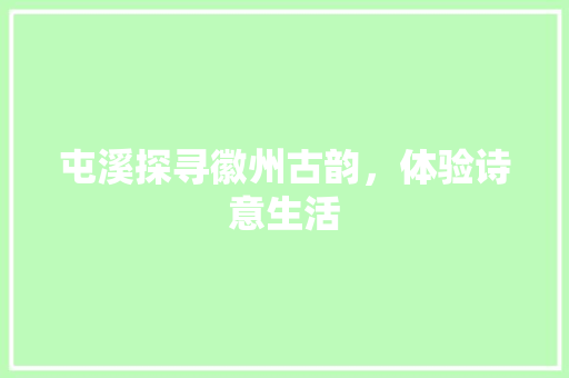 屯溪探寻徽州古韵，体验诗意生活 英文谷歌算法