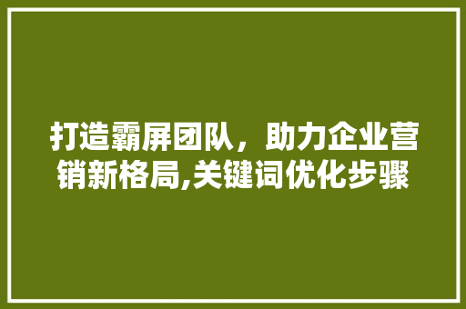 打造霸屏团队，助力企业营销新格局,关键词优化步骤 AI技术学习