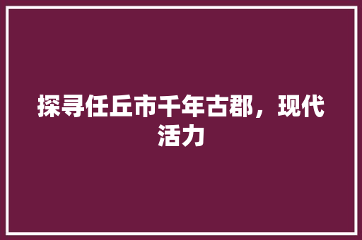 探寻任丘市千年古郡，现代活力