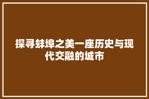 探寻蚌埠之美一座历史与现代交融的城市 AI技术学习
