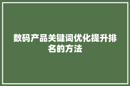 数码产品关键词优化提升排名的方法