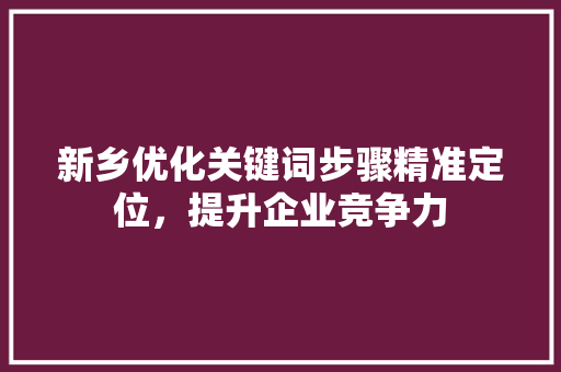 新乡优化关键词步骤精准定位，提升企业竞争力