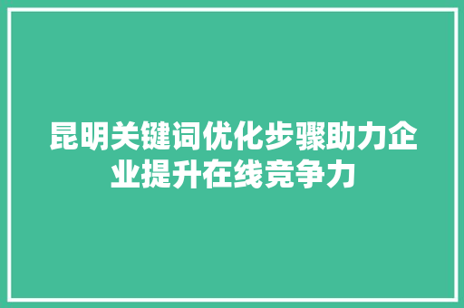 昆明关键词优化步骤助力企业提升在线竞争力