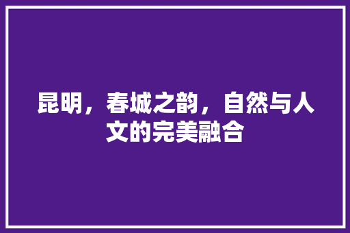 昆明，春城之韵，自然与人文的完美融合