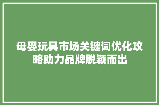 母婴玩具市场关键词优化攻略助力品牌脱颖而出