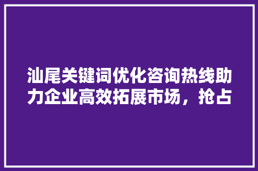 汕尾关键词优化咨询热线助力企业高效拓展市场，抢占先机