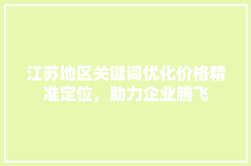 江苏地区关键词优化价格精准定位，助力企业腾飞