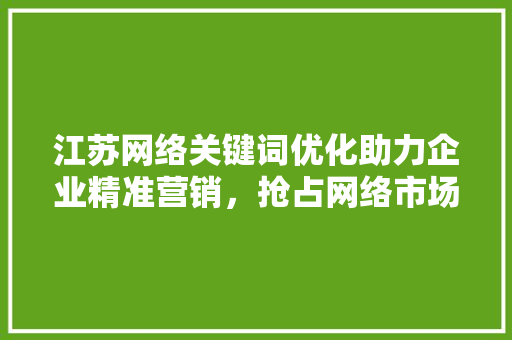 江苏网络关键词优化助力企业精准营销，抢占网络市场先机
