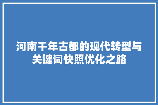 河南千年古都的现代转型与关键词快照优化之路 360搜优化