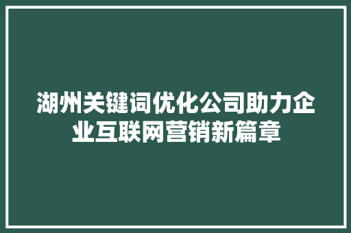 湖州关键词优化公司助力企业互联网营销新篇章 网站开发
