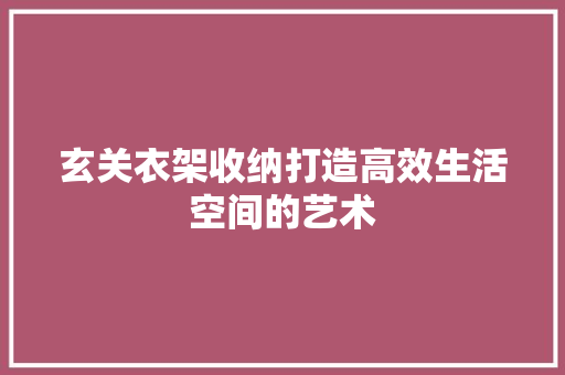 玄关衣架收纳打造高效生活空间的艺术