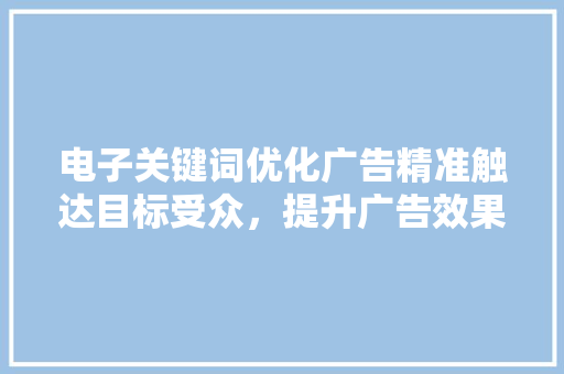 电子关键词优化广告精准触达目标受众，提升广告效果