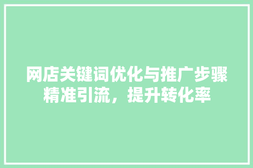 网店关键词优化与推广步骤精准引流，提升转化率