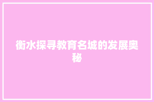 衡水探寻教育名城的发展奥秘 AI技术学习