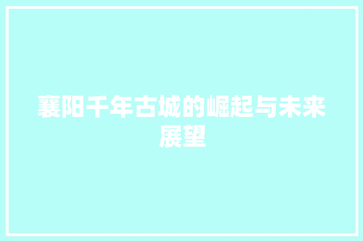 襄阳千年古城的崛起与未来展望
