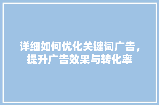 详细如何优化关键词广告，提升广告效果与转化率 网站开发
