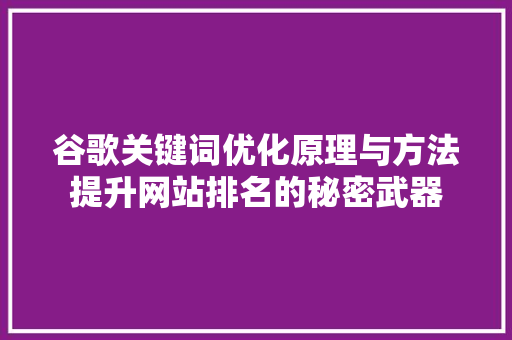 谷歌关键词优化原理与方法提升网站排名的秘密武器