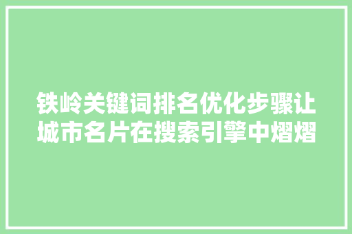 铁岭关键词排名优化步骤让城市名片在搜索引擎中熠熠生辉