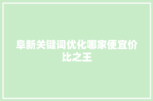 阜新关键词优化哪家便宜价比之王