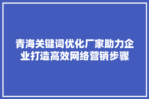 青海关键词优化厂家助力企业打造高效网络营销步骤 网站开发