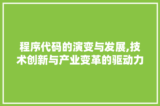 程序代码的演变与发展,技术创新与产业变革的驱动力 程序代码的演变与发展,技术创新与产业变革的驱动力 seo技术