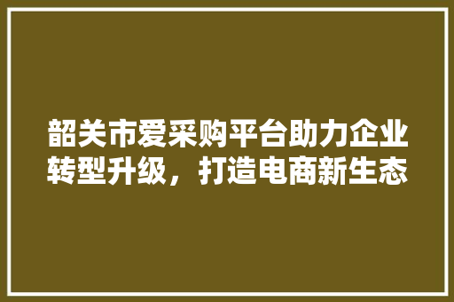 韶关市爱采购平台助力企业转型升级，打造电商新生态 英文谷歌算法