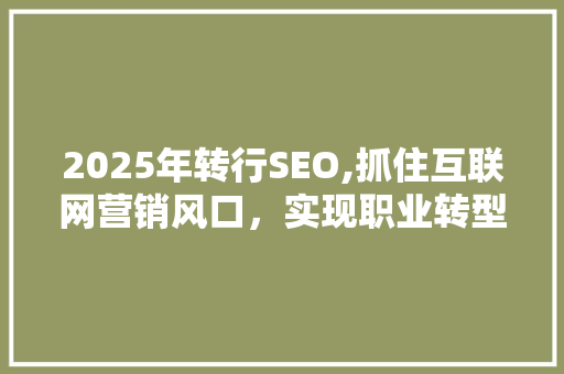 2025年转行SEO,抓住互联网营销风口，实现职业转型新机遇