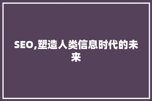 SEO,塑造人类信息时代的未来